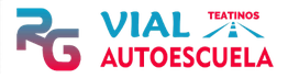 Logo de RG Vial Autoescuela, con texto en azul y rojo y un símbolo de carretera.