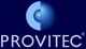 PROVITEC-Logo mit blauem, halbiertem Kreis auf dunkelblauem Hintergrund.