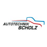 Logo von Autotechnik Scholz mit stilisierter Fahrzeugkontur in Blau und Rot.