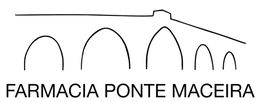 Dibujo de un puente con cinco arcos y el texto "Farmacia Ponte Maceira" debajo.