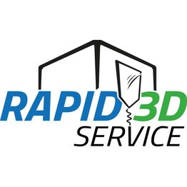 Logo: "RAPID 3D SERVICE" mit einem stilisierten 3D-Drucker-Symbol darüber.