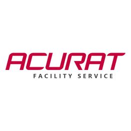 „ACURAT Facility Service“-Logo in rot und grau auf weißem Hintergrund.