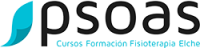 Logotipo de Psoas con una hoja azul y texto "Cursos Formación Fisioterapia Osteo".