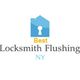 Logo for Best Locksmith Flushing NY, featuring a blue lock icon.
