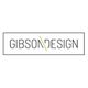 "Gibson Design logo with a diagonal line through the text in a rectangular border."
