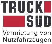 Logo von Truck Süd, Vermietung von Nutzfahrzeugen, mit roten und schwarzen Grafikelementen.