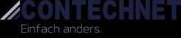 Logo mit Schriftzug "CONTECHNET. Einfach anders." auf schwarzem Hintergrund.