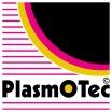 Logo mit Schriftzug "PlasmOTec", farbige Kreise und rote Linien auf weißem Hintergrund.