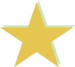 Gelber Stern mit grünem Schatten auf einem weißen Hintergrund.