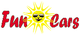 Logo mit Sonnengesicht und Sonnenbrille und dem Text „Fun Cars“ in roter Schrift.