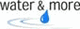 Logo: "water & more" mit blauem Wassertropfen und Wellenlinien darunter.