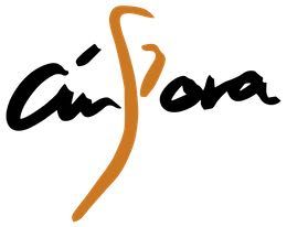 Logo de Ánfora con diseño estilizado en colores negro y naranja.