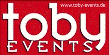 Rotes Logo mit weißem Text "toby EVENTS" und Website "www.toby-events.de" oben rechts.