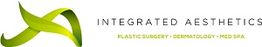 Logo of Integrated Aesthetics with green swoosh and text about plastic surgery and dermatology.