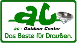 ac Outdoor-Center-Logo mit Diamant, Text: "Das Beste für Draußen."