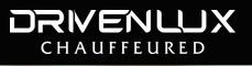 "Drivenlux Chauffeured text in modern font on a black background."