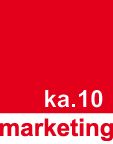 Rotes Logo mit weißem Text: "ka.10 marketing".