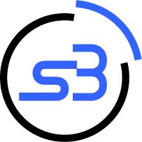Ein blaues "S3"-Logo in einem schwarzen Kreis mit einem blauen Bogen oben rechts.