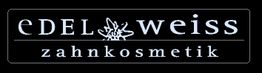 Logo mit stilisierter Edelweiss-Blume, Text: "EDELWEISS zahnkosmetik".