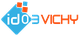 Logo avec texte "id3 VICHY" en bleu et orange, design moderne avec carrés.