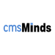 Logo with "cms" in blue and "hits" in black, featuring a small blue square in the middle.