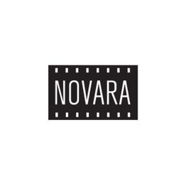 Black rectangular logo with "NOVARA" in white, bordered by small white squares.