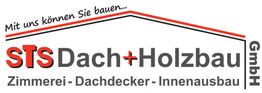 Logo der STS Dach + Holzbau GmbH mit Slogan: "Mit uns können Sie bauen..."