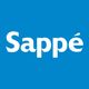 Logo met witte tekst "Sappé" op een blauwe achtergrond.
