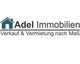 Adel Immobilien Logo mit Haus-Symbol, "Verkauf & Vermietung nach Maß" als Text.