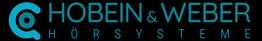 Logo von Hobein & Weber Hörsysteme in Türkis auf schwarzem Hintergrund.