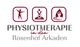 Drei Symbole und Text: "Physiotherapie in den Rosenhof Arkaden" in einem Logo.