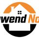 Logo van Bouwend Noord, huisvorm binnen cirkel, zwart-oranje tekst.