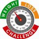 Waage-Abbildung mit der Aufschrift "Weight Loss Challenge" und einem roten Zeiger auf 60.