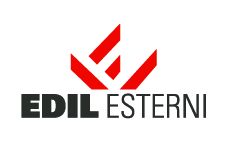 Logo con testo "EDIL ESTERNI" e simbolo geometrico rosso sopra.