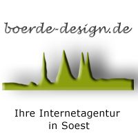 Logo von boerde-design.de, Ihre Internetagentur in Soest mit grünem Stadtumriss.