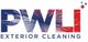 PWLI Exterior Cleaning logo with dynamic red, white, and blue design elements.
