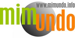 Logo mit Text "mimundo", daneben URL "www.mimundo.info" auf grauem Kreis.