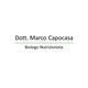 Scritta "Dott. Marco Capocasa, Biologo Nutrizionista" su sfondo bianco.