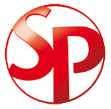 Rotes Logo mit den Buchstaben "S" und "P" in einem Kreis.
