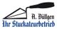 Kelle-Logo mit Schriftzug "A. Düllgen Ihr Stuckateurbetrieb" in gotischer Schrift.