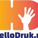 Logo van HelloDruk.nl met een gestileerde hand op een oranje-rode achtergrond.