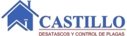 Logotipo de Castillo: desatascos y control de plagas, con un icono de casa azul a la izquierda.