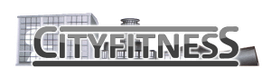 Logo von "CityFitness" mit Gebäuden im Hintergrund.
