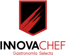 Logo de El Chef con fondo blanco, escudo rojo y texto "Gastronomía Selecta".