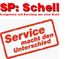SP: Schell Logo mit Slogan: "Service macht den Unterschied".