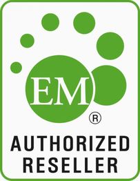 Logo mit grünem Kreis und Text "EM Authorized Reseller" auf weißem Hintergrund.
