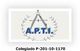Logo con compás y texto "A.P.T.I." rodeado de ramas. Abajo: "Colegiado P-201-10-1170".