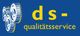 Logo mit Zahnrädern und gelbem Text „ds - qualitätsservice“ auf blauem Hintergrund.