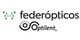 Logotipos de Federópticos y Optilent con símbolos de visión.