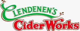 "Clendenen's Cider Works" logo with green and red stylized text on a white background.
